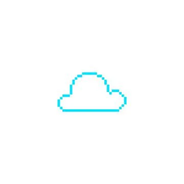 Cloud blue silhouette pixel art vector icon, pixeled retro 8 bit Y2K weather Stock Illustration