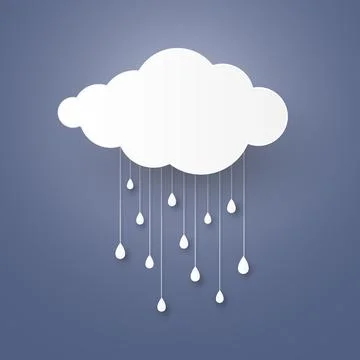 Cloud in the Blue sky with rain paper art stlye. vector illustration Stock-Illustration