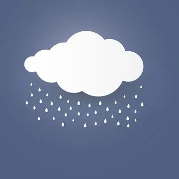 Cloud in the Blue sky with rain paper art stlye. vector illustration Stock Illustration