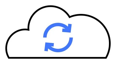Cloud with Blue Synchronization Arrows Representing Data Sync and Cloud Stora 스톡 일러스트