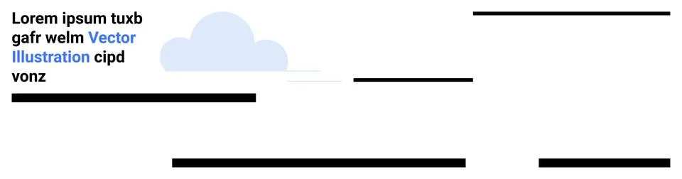 Cloud with Blue Text Elements and Black Lines Design for Versatile Applicatio 스톡 일러스트