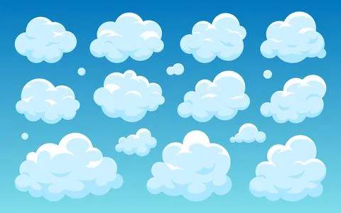 Cloud blue weather widget clear climate flat set Stock Illustration