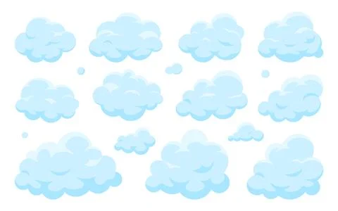 Cloud blue weather widget clear climate flat set Stock Illustration
