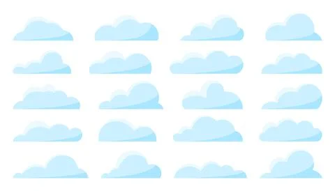 Cloud blue weather widget clear climate flat set Stock Illustration