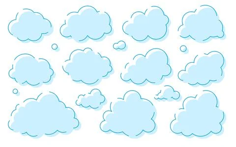 Cloud blue weather widget climate silhouette set Stock Illustration