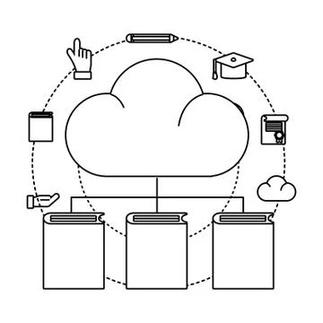 Cloud with books 스톡 일러스트