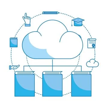 Cloud with books イラスト素材