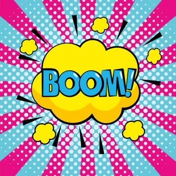 Cloud with boow pop art message Stock Illustration