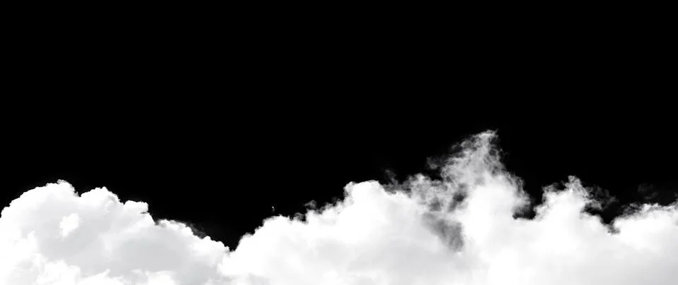 Cloud border isolated on white background forming decorative edge. Soft cumul 스톡 사진