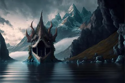 On A Cloud At The Bottom Of A Lake Stock Illustration