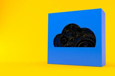 Cloud box with gears Stock Illustration