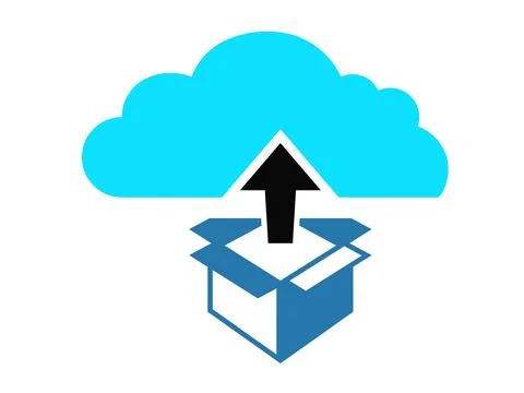 Cloud box packaging arrow up icon vector. Application and software deployme.. Stock Photos
