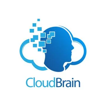 Cloud Brain digital human logo concept design. Symbol graphic template elemen Stock Illustration