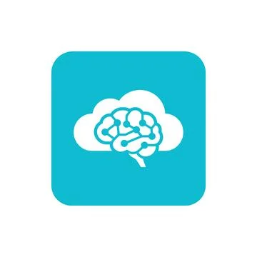 Cloud brain icon with blue rounded square background for artificial intelli.. Ilustração Stock