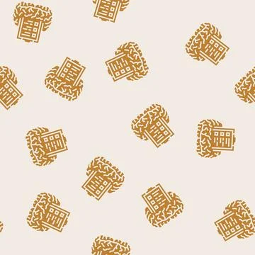 Cloud brainstorm glyph seamless pattern Stock Illustration