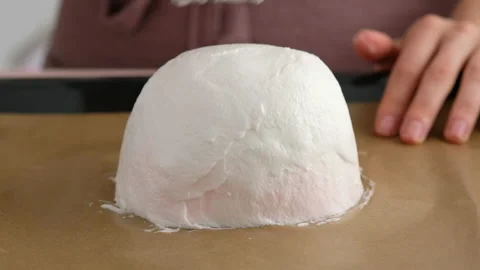 Cloud Bread. Meringue cake. CLOUD BREAD from TIK TOKA. Bread without flour Stock Footage 141342231