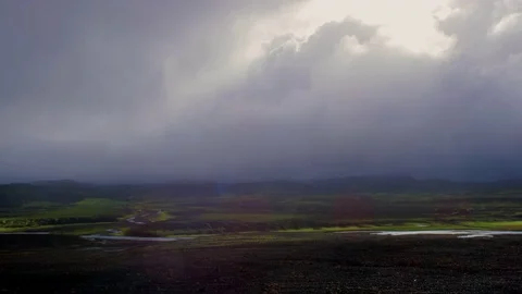 Cloud Break In Storm Over Valley In Iceland - Shot On Red Scarlet-W Dragon Stock Footage 82563625