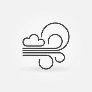 Cloud with Breeze outline vector icon. Wind linear symbol Stockillustratie