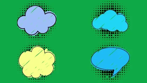 Cloud Bubble Thought Comic animation on green screen comic pop art bubble Stockbeeldmateriaal 334704458