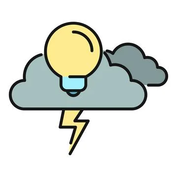 Cloud bursting with lightning and a light bulb Stock Illustration