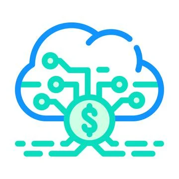 Cloud business intelligence color icon vector illustration Stockillustratie