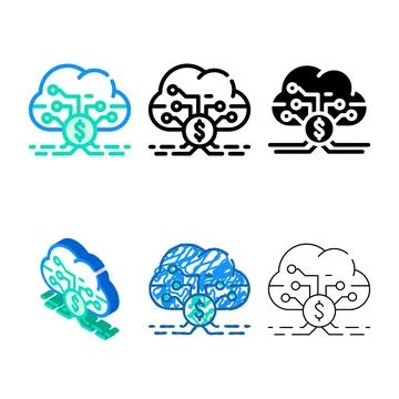 Cloud business intelligence color icon vector designs Stock Illustration