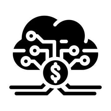 Cloud business intelligence glyph icon vector illustration Illustrazione stock