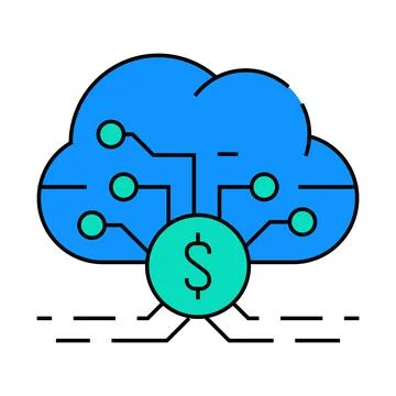 Cloud business intelligence icon color illustration Stock Illustration