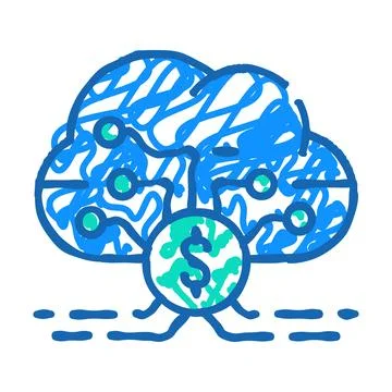 Cloud business intelligence icon doodle illustration イラスト素材