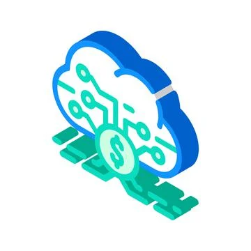 Cloud business intelligence isometric icon vector illustration Stockillustratie