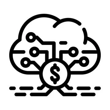 Cloud business intelligence line icon vector illustration Illustrazione stock