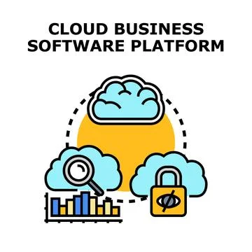 Cloud business software platform concept for data management Stock Illustration