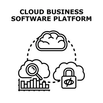 Cloud business software platform concept for data management Stock Illustration