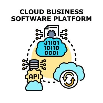 Cloud business software platform with data management イラスト素材