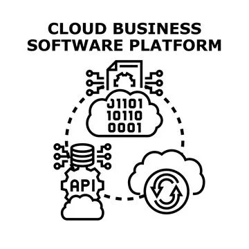 Cloud business software platform with data management Stock Illustration