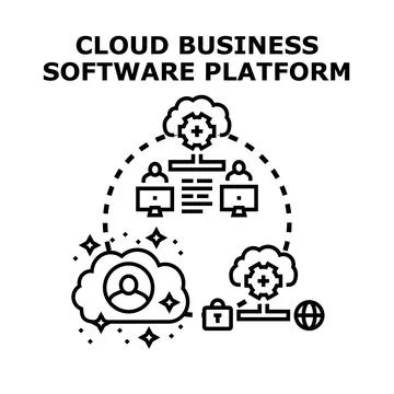Cloud business software platform developing online services Stock Illustration