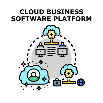 Cloud business software platform developing online services Ilustração Stock