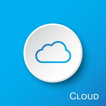 Cloud button on blue gradient background Stock Illustration