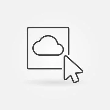 Cloud Button with Cursor vector thin line concept icon Stock Illustration
