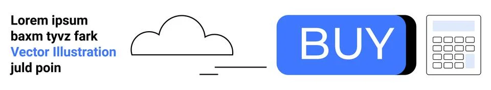 Cloud with BUY button and Calculator for Business Transactions Stock Illustration