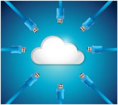 Cloud cable connections illustration design Stock Illustration