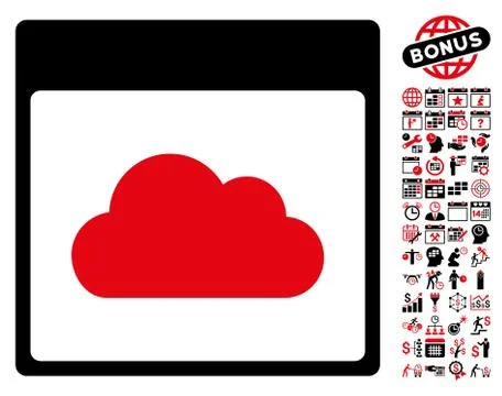 Cloud Calendar Page Flat Vector Icon With Bonus Stock Illustration