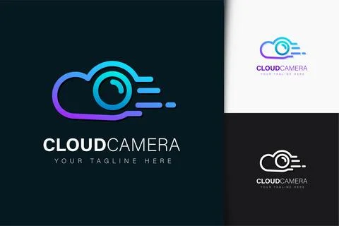 Cloud camera logo design with gradient Stock Illustration