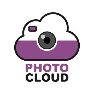 Cloud camera logo. Photo video control icon Illustrazione stock