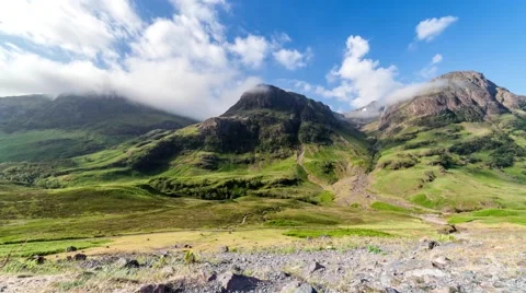 Cloud Capped Summits of Glencoe Mountains in Scotland Stock Footage 66855788