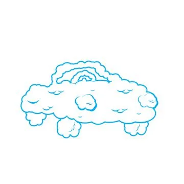 Cloud car isolated. auto from clouds. Heavenly transport. Vector illustration Ilustración de archivo