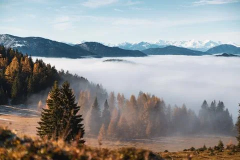 Cloud carpet above Austrian Alps near Filzmoos, Salzburg, Austria Stock Photos