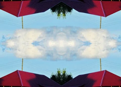 Cloud at the center in blue sky cloud technology concept. Foto stock