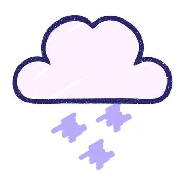 Cloud Chalk Drawing in bright neon color Stock Illustration