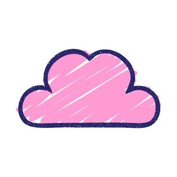 Cloud Chalk Drawing in bright neon color Stock Illustration